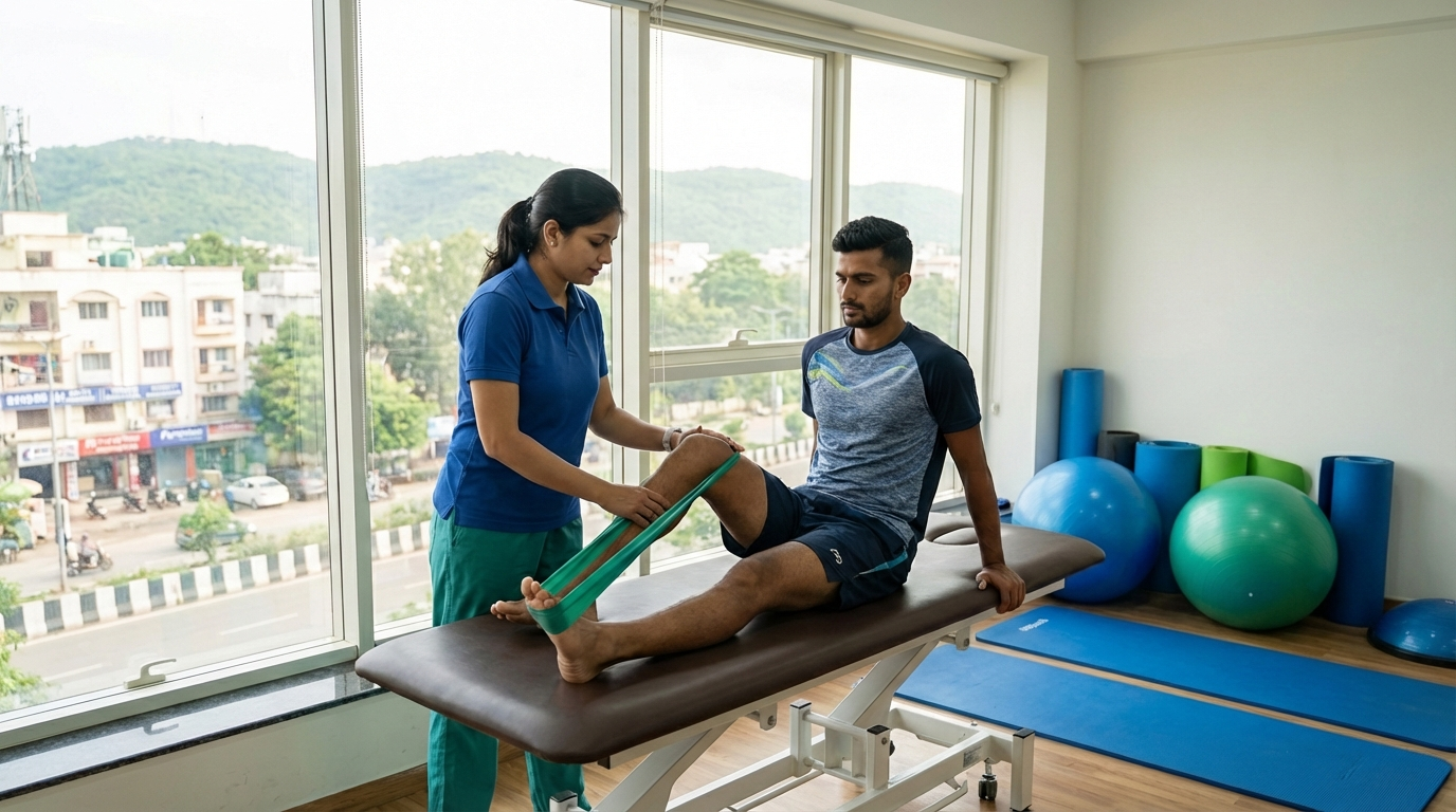 Physiotherapist treating patient suboccipital muscles for headache relief